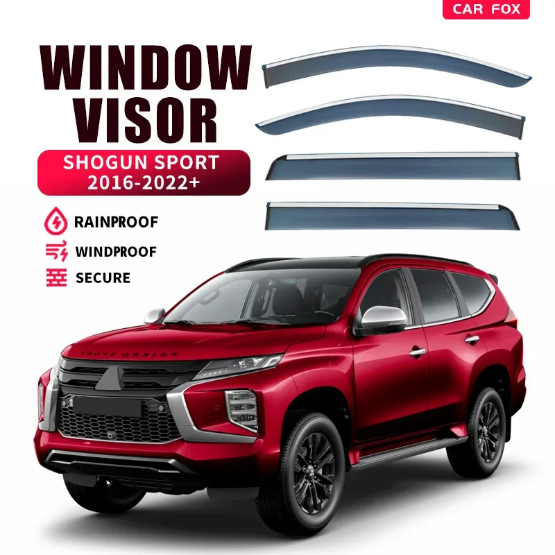 Door Visor For Mitsubishi Shogun Sport 2016-2022+ CAR Window Visor Vent Wind Deflectors Visors Rain Guard Shades Visor