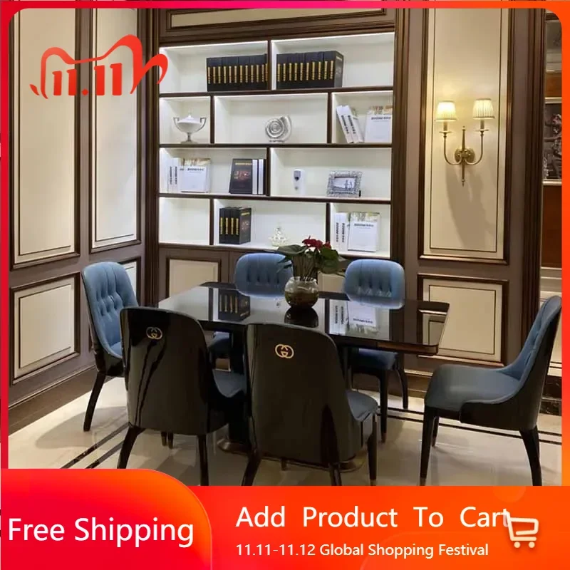 

Poker Glass Dining Table Kitchen Rectangular Nordic Restaurant Tables Chairs Living Room Modern Children Muebles Hotel Furniture