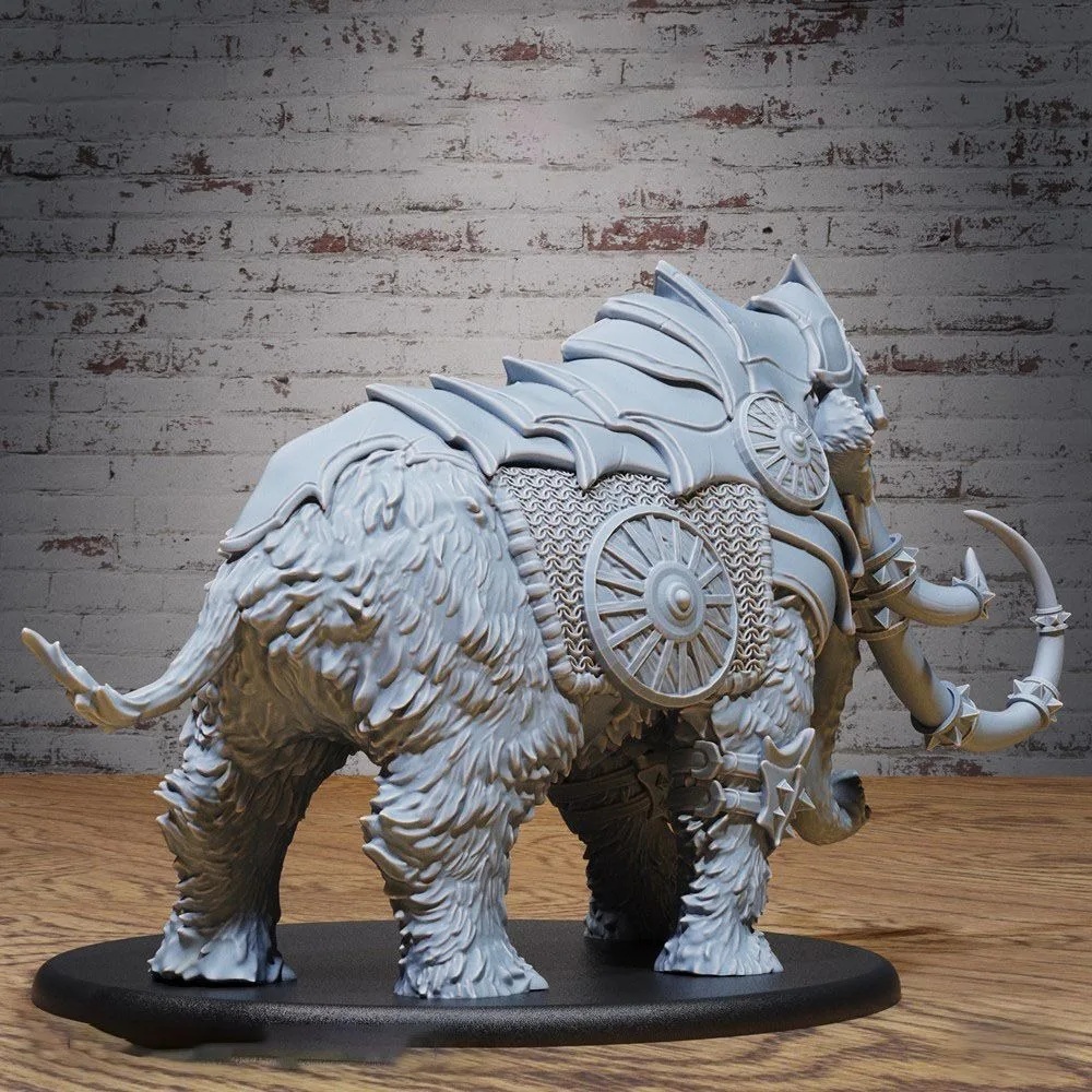 70mm/100mm Mammoth White Model Unassembled and Uncolored 3d Printed Resin Model Figurines Miniatures