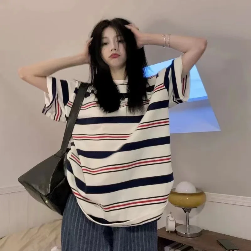 

Y2K Fashion Women's 2024 Short Sleeve T-shirt Casual Style Matching High Street Couple Short Sleeve T Shirt Style Plus Size Top