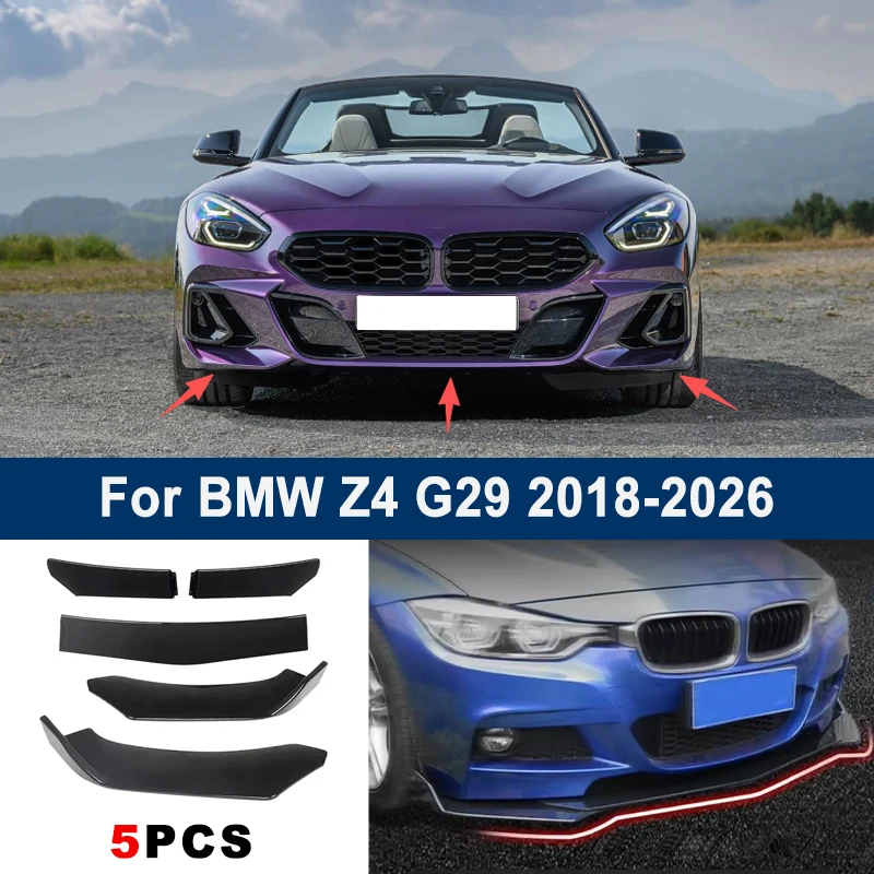 

Adjustable 5Pcs Sectional Front Spoiler Lip For BMW Z4 G29 2018-2026 Front Bumper Splitter Car Exterior Sport Body Kit