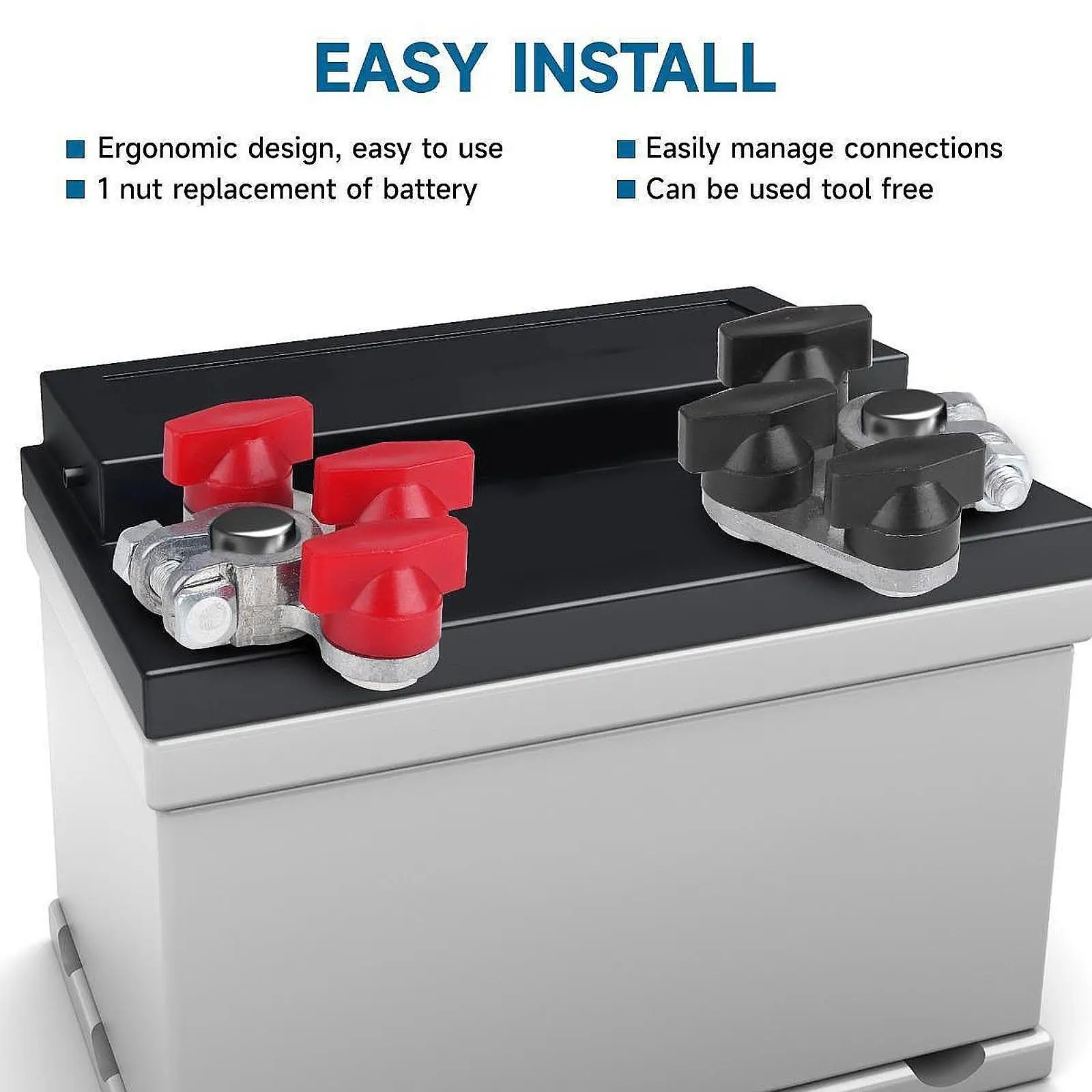 

2Pcs Multi Connection Top Post Battery Terminals Professional Color Coded Insulated Wire Nuts Replace Parts Zinc Construction