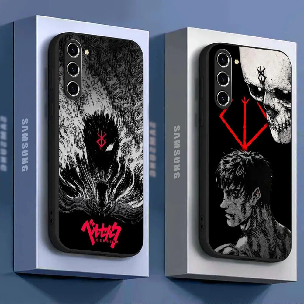 Hot Blood B-berserkS anime Phone Case For Samsung Galaxy S23 S22 S21 S20 Plus Ultra M54 Note20 Soft Black Phone Cover