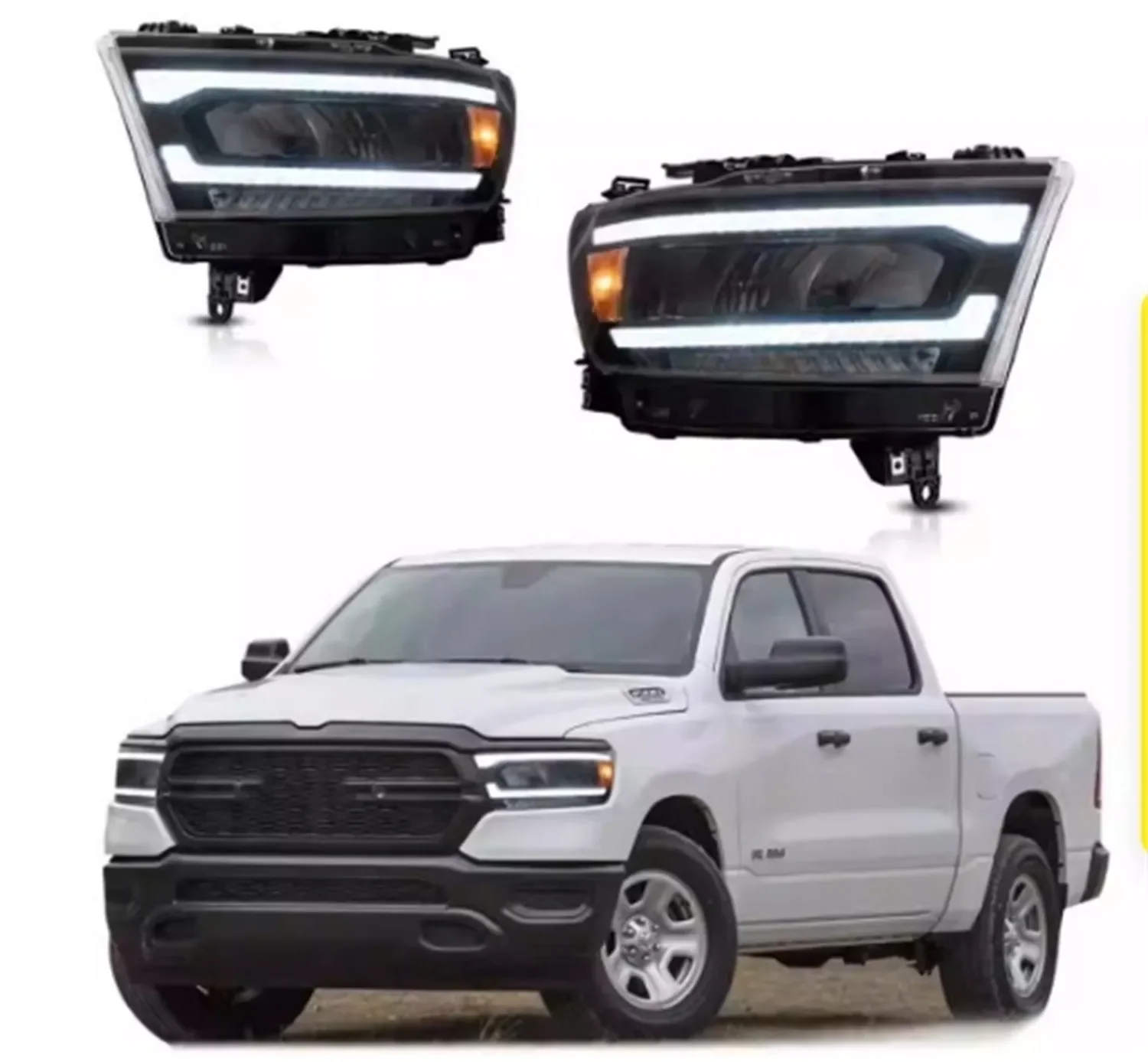 LED Front Headlight headlamp assembly for Dodge Ram 1500 Daytime Running DRL Turn signal