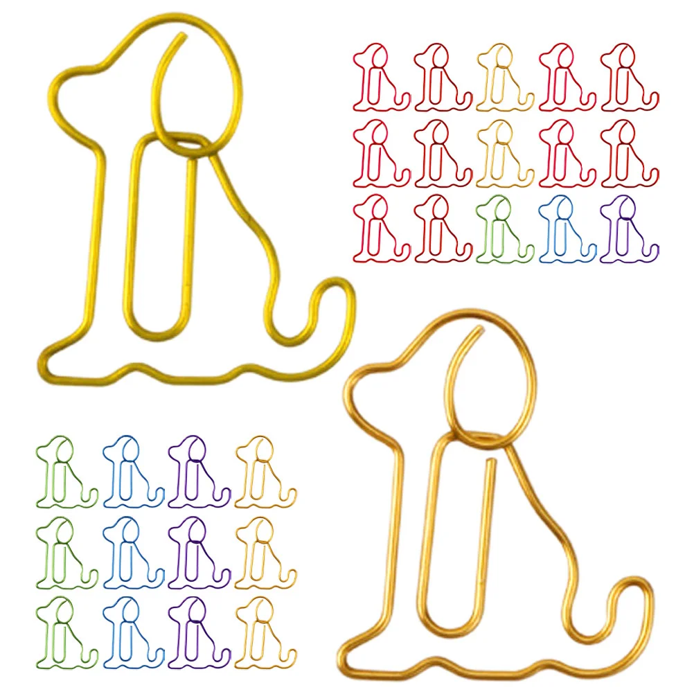 50 Pcs Small Dog Paper Clip Office Jumbo Clips Large Bulldog Metal Animal Shaped Cute