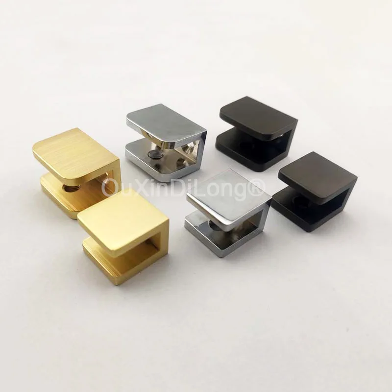 10PCS Brass Glass Clamps Bathroom Shelf Holder Support Brackets Glass Clips Brushed Gold/Chrome For 5-8mm/8-10mm/10-12mm GF878