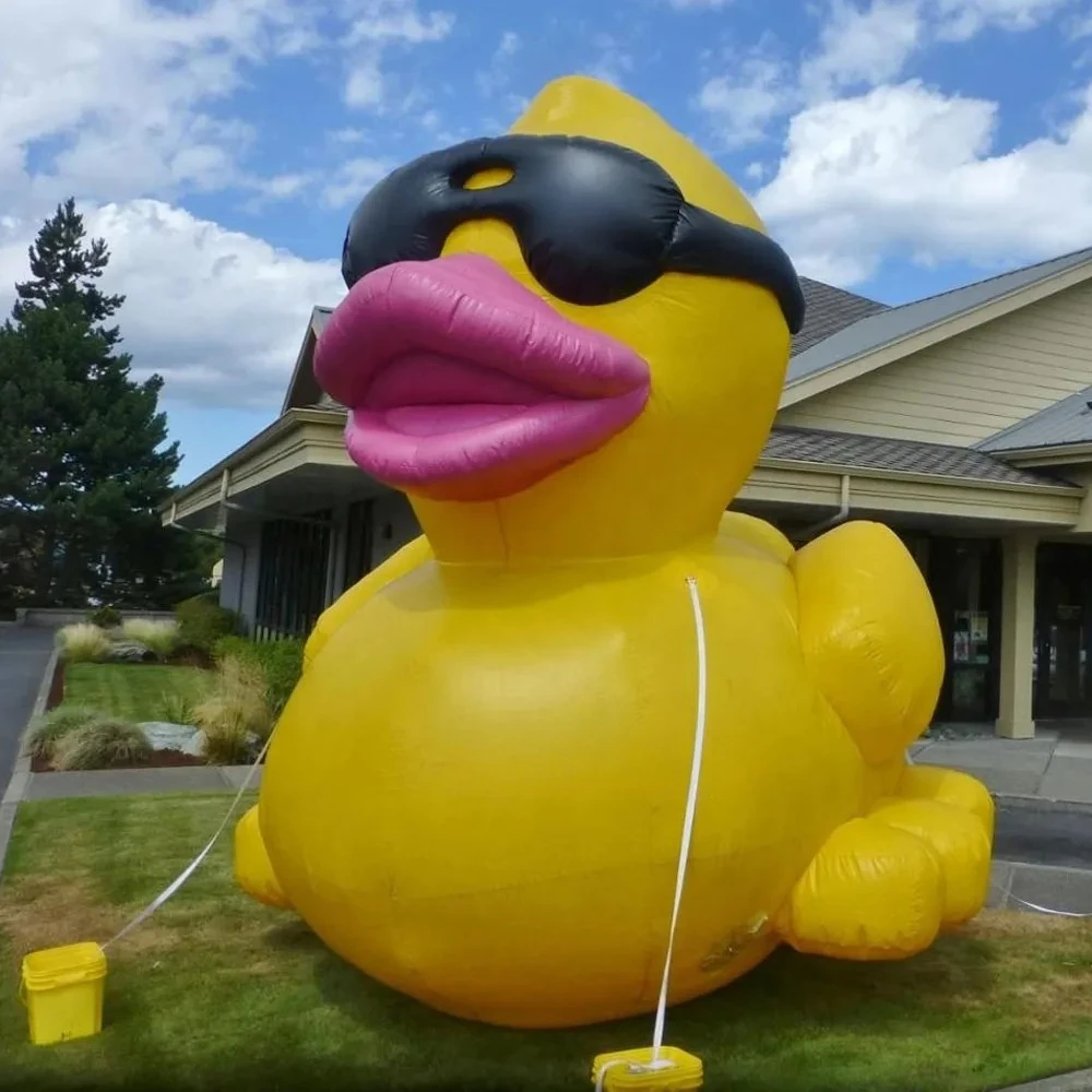 Cool Giant Inflatable Yellow Duck With Blower Oxford Inflatable Rubber Duck Duck Animal Mascot For Outdoor Decoration Promotion