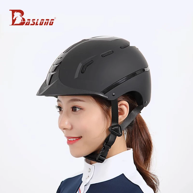 Baslong-casco deportivo ecuestre para niños, casco de montar ajustable, transpirable, equipo de ciclista, arnés