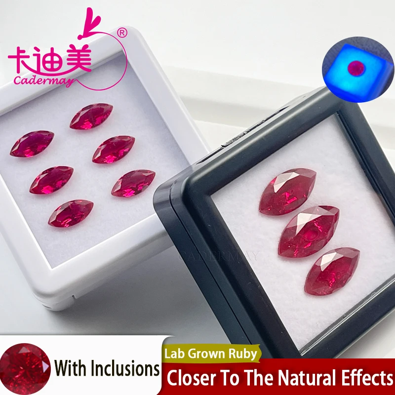

CADERMAY Lab Grown Marquise Ruby Loose Stone With Cracks And Inclusion For Rings Necklace Customized Jewelry Making