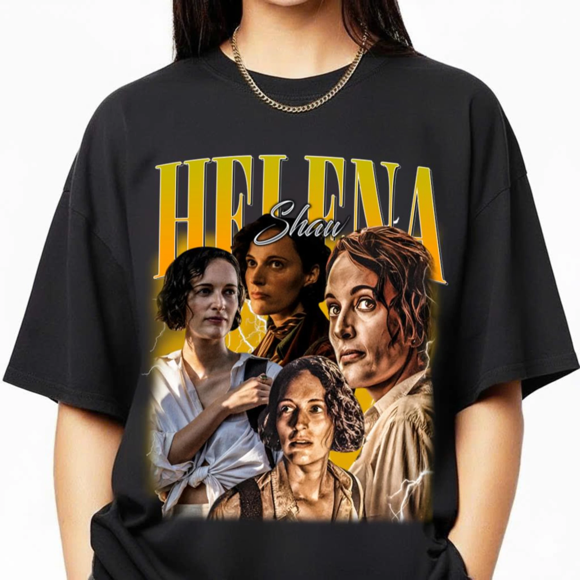 Camiseta vintage estampada para mujer de Helena Shaw, tendencia de moda de primavera/verano, camiseta de algodón puro, camiseta de manga corta neutra