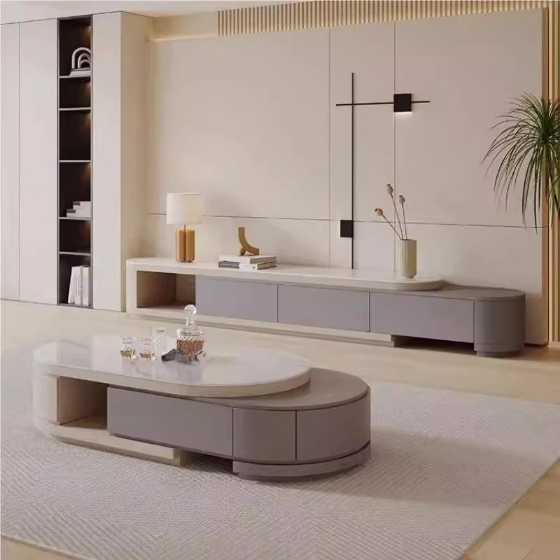 

Light luxury rock slab coffee table TV cabinet combination, modern simple household small apartment living room storage tel