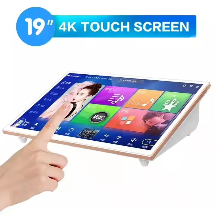 مصنع الجملة KTV آلة الكاريوكي 19 "3 تيرا بايت الذهب الأبيض آلة الكاريوكي المحمولة نظام مع ميكروفون مجموعة كاريوكي لاعب