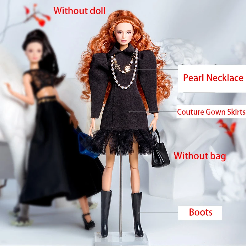 Black Classic Office Clothe Suit 1/6 Supermodel Doll Outfits Fashion Jacket Coat Skirt Socks Evening Gow Dress Up Toy For 11.5\