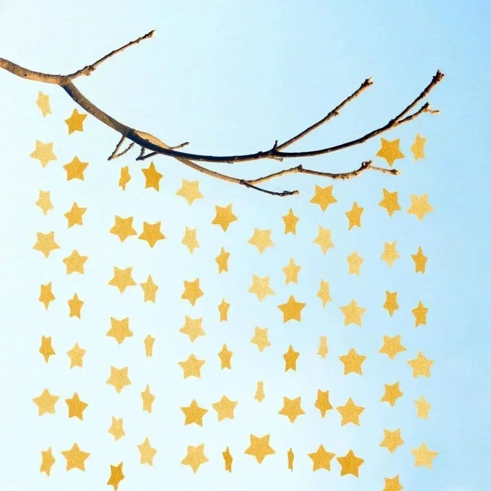 Glitter Star Paper Garland Banner Twinkle Hanging Bunting Backdrop for Baby Shower Birthday Christmas Party Decor 4M Gold Silver