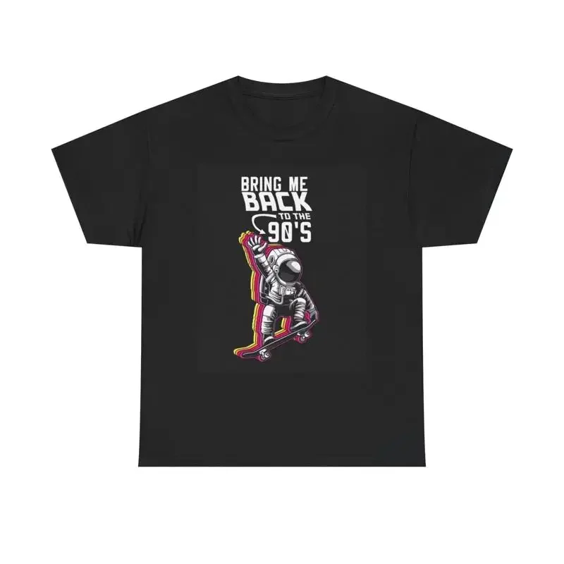Back To The 90S T-Shirt, lustiges Astronauten-Skateboard-T-Shirt aus schwerer Baumwolle