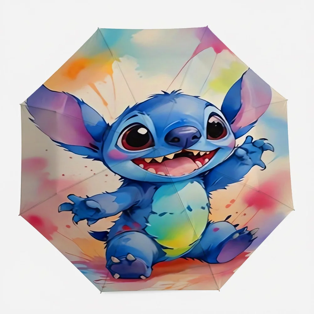 

Disney Lilo & Stitch Colorful Watercolor Print Automatic Folding Umbrella, Windproof Waterproof Travel Umbrella for Kids Adults,