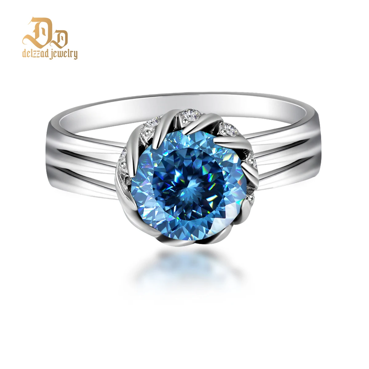 

Delzzad 100% S925 Sterling Silver Crystal Heart Ring Luxury Moissanite Exquisite Simple Jewelry Sparkling Engagement Party Gifts