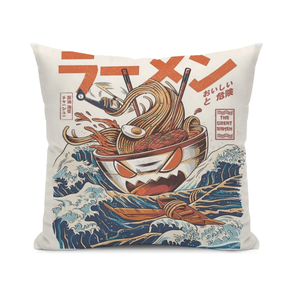 The Great Ramen off Kanagawa Cushion Cover 45x45cm Home Decor Sofa Pillow Home Pillowcase