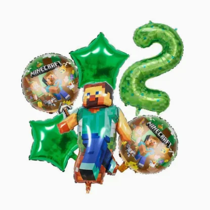 Nieuwe My World Digitale Ballon Verjaardagsparty Decoratie Set - Steve Ballonpak Voor Kinderen - afbeelding 1