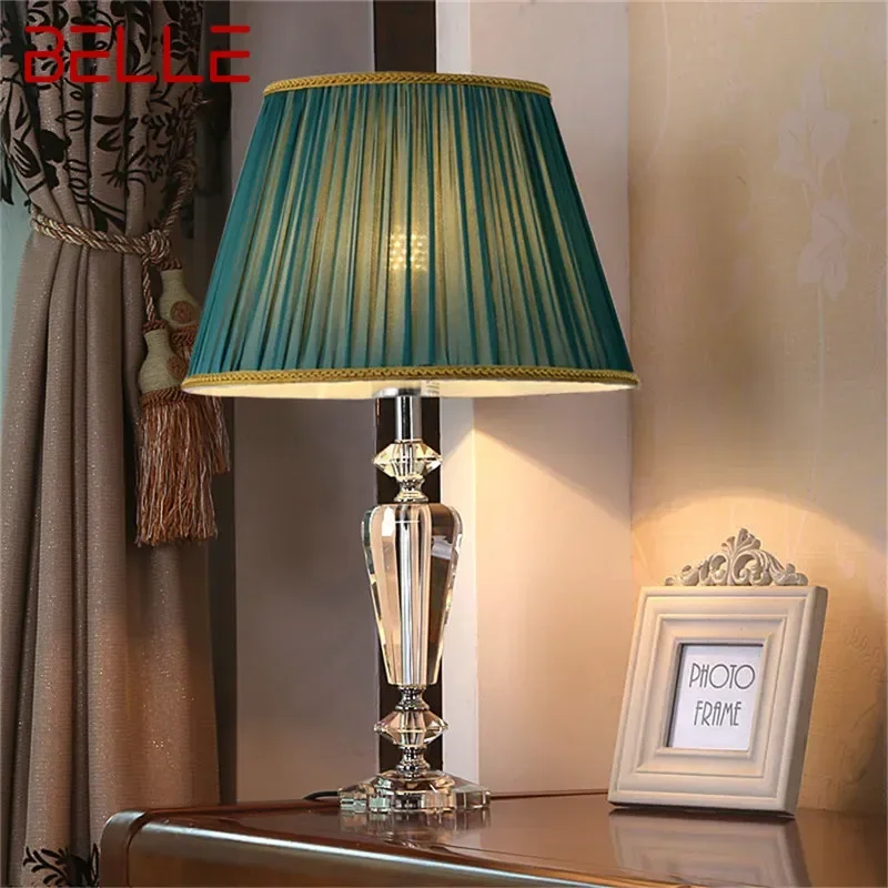 BELLE Contemporary Luxury Crystal Table Lamp LED Fashion Living Room Bedroom Study Villa Hotel Home Decoration Light