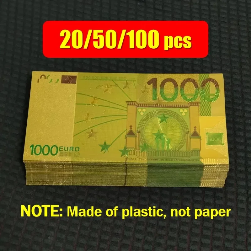 

20/50/100pcs Plastic 1000 Euros Fake Euro Bills Fake Money European Banknotes 1000 Euro Gold Banknotes Gifts Collection