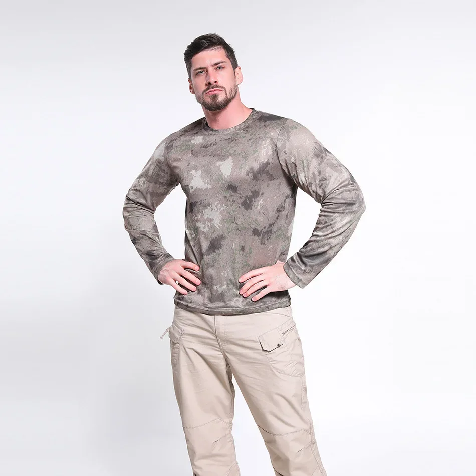 New Outdoor Clothing Slim Fit and Breathable Military Training Cycling Work Training Suit Camo Long Sleeve Quick Drying T-shirt