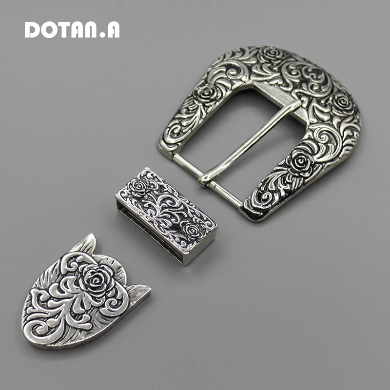 1Sets Antique Silver Metal Pin Buckles Retro Carved Women Belt Buckle 28mm 40mm Wide Clip Buckle For Waistband Craft DIY