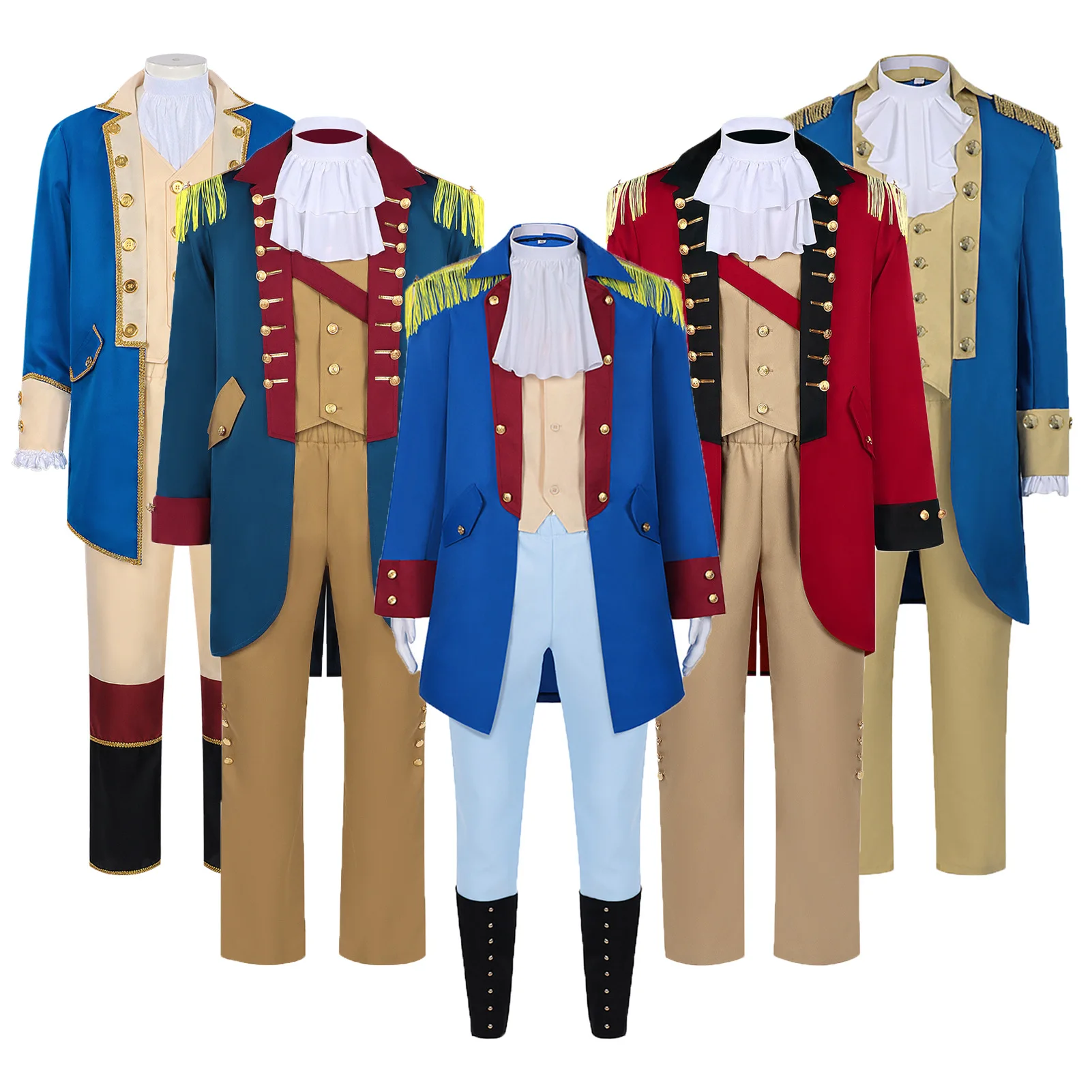 Anime Colonial Period Costume President George Washington Costume Hamilton Musical Retro Military Uniform Performance Costume