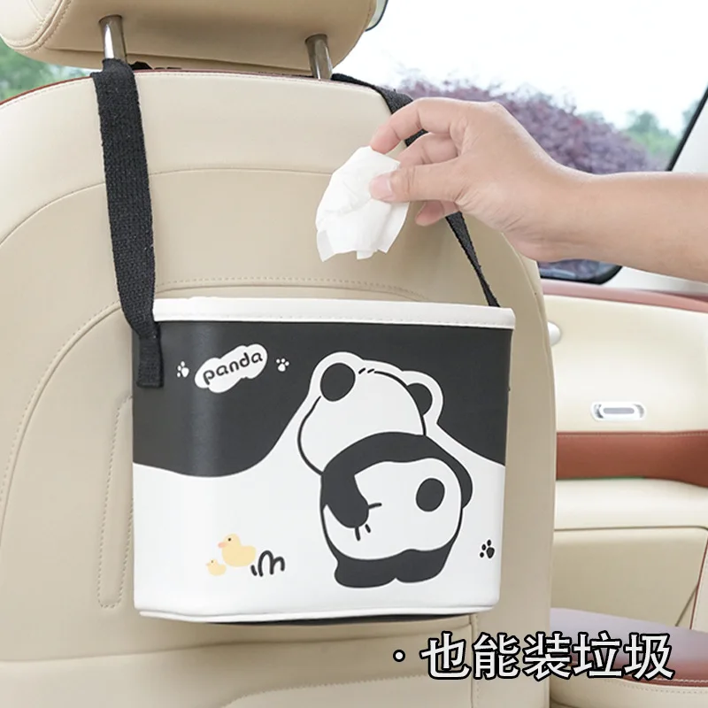 

Creative Car Storage Bucket Naughty Panda Car Storage Box Multifunctional Car Seat Back Hanging Storage Storage Box Supplies