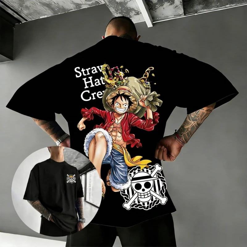 

Oversized One Piece Luffy Anime T Shirt Men Cotton Short Sleeve Tee Streetwear Graphic Print Summer 2026 Casual Tops Y2k Clothes