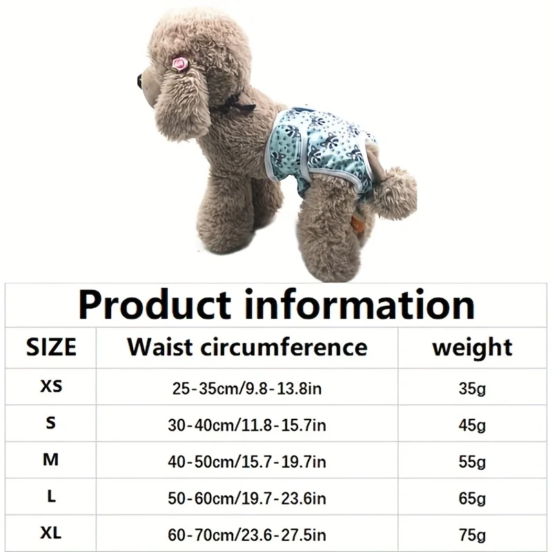 Female dog Cute Washable Male Dog Diapers, Reusable High Absorbency Leak-Proof Male Dog Diapers Dog Physiological Pants 6 colors