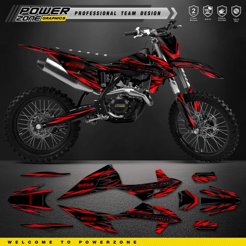 

PowerZone Custom Team Graphics Backgrounds Decals Stickers Kit For KTM SX SXF MX 2019-2022 EXC XCW Enduro 20-23 125 to 500cc