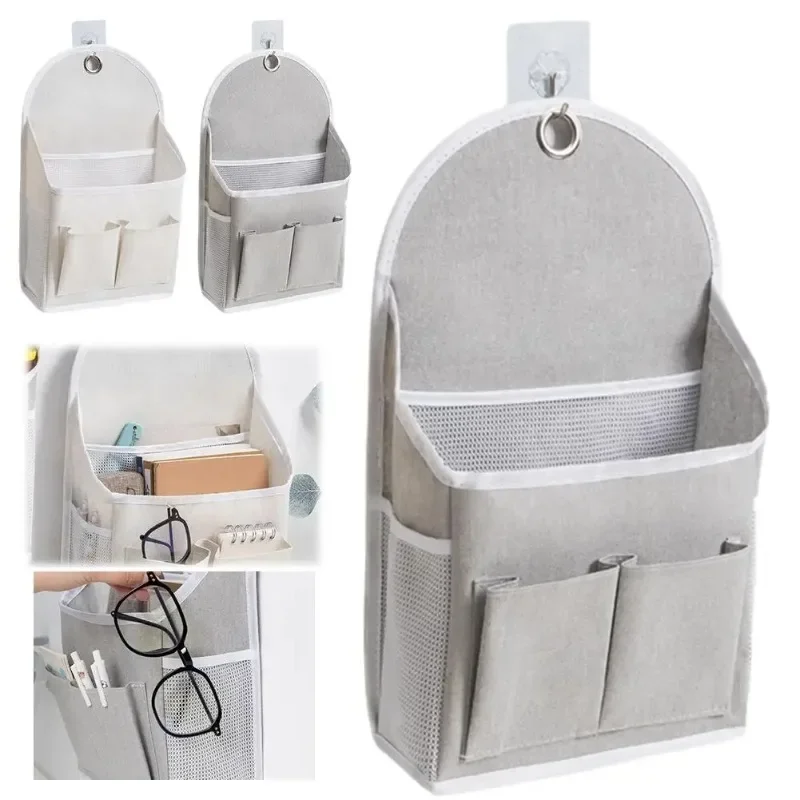 Fabric Hanging Storage Bag for Dormitory Wall Mounted Wall Door Bags Dual-Pocket Side Mesh Organizer Book Magazine Phone Holder
