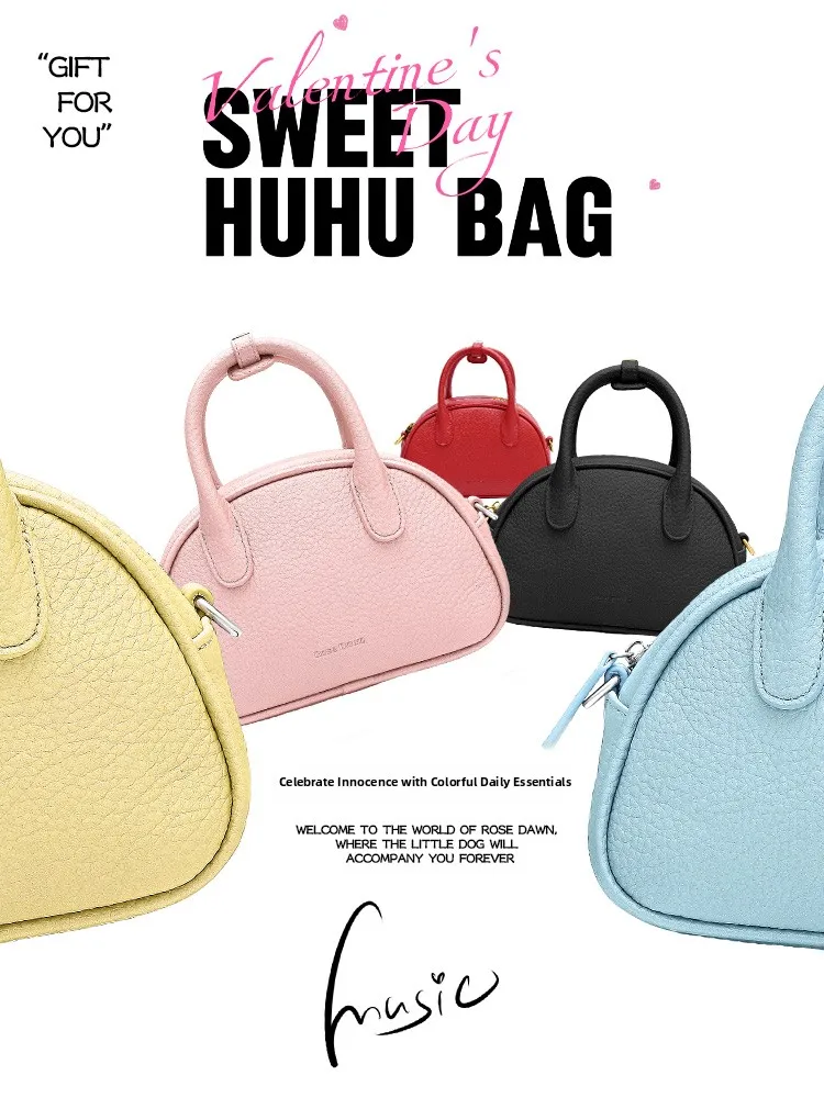 

Rosen 2025 New Boston Pillow Bag Women's Crossbody oulder Bag Versatile Summer Bowling Bag Soft PU Leather Casual Sle