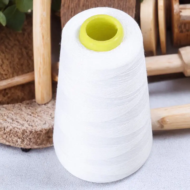 3000 ياردة البوليستر الخياطة الموضوع بكرة مخروط الأبيض عالية القوة لخياطة المفروشات الستائر الديكور الحرف اليدوية