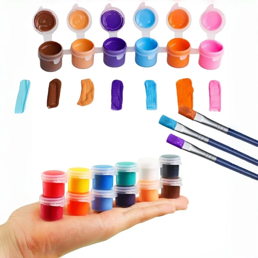 5/20 szt. farb akrylowych 3 ml, 12 kolorów + 2 pisaki, wielokolorowe artykuły plastyczne, odpowiednie do majsterkowania, malowania, farby akwarelowe, które można myć
