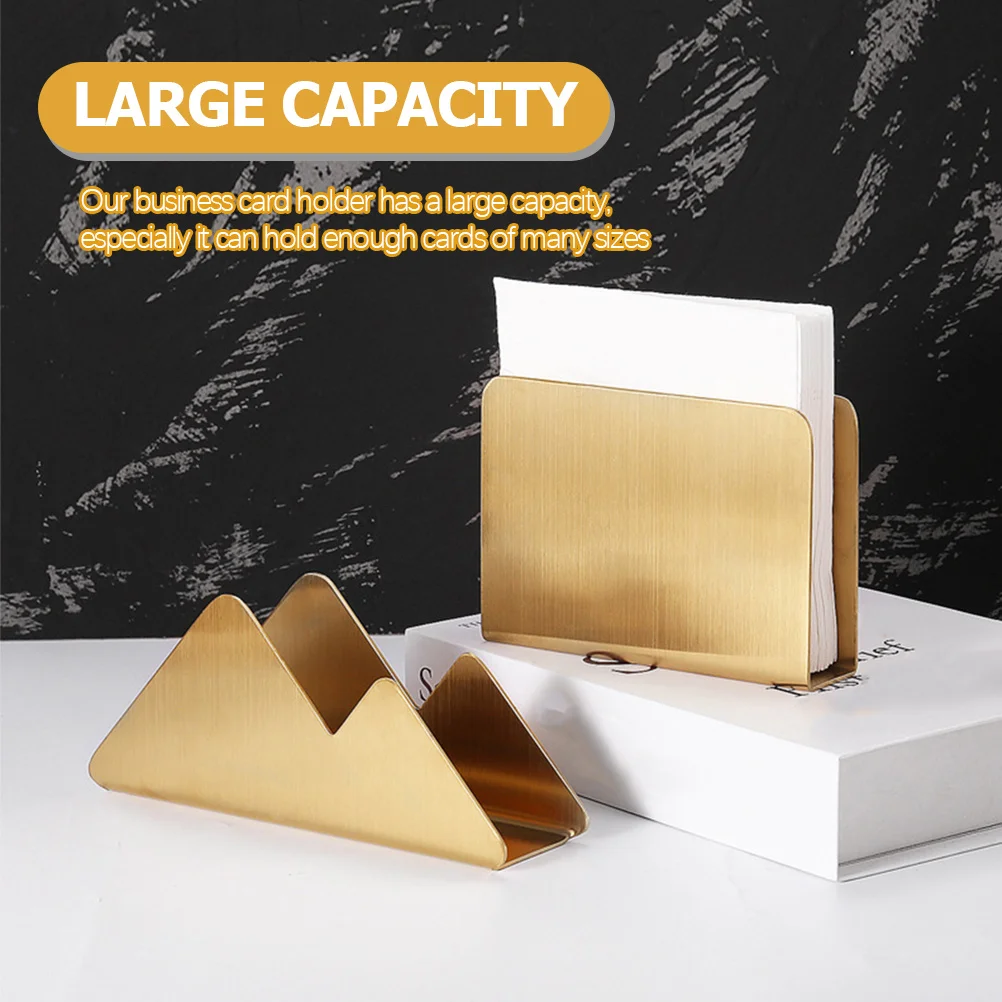

2Pcs Business Card Holder Stainless Steel Large Capacity Desk Stand Business Card Organizer Office Use
