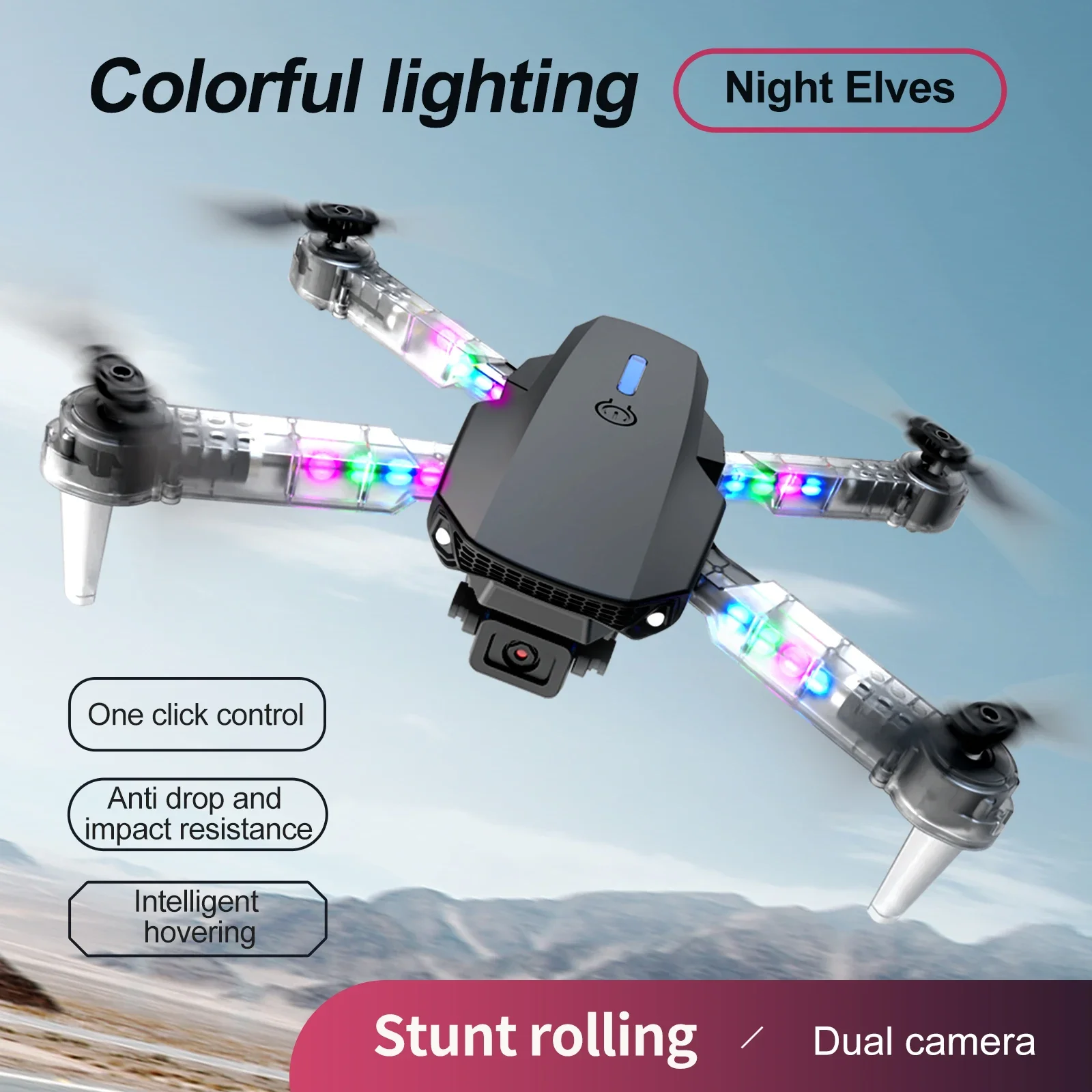 2024 E88D E99D RC Drone 4K Professinal Colorful Light With 1080P Wide Angle HD Camera WIFI FPV Quadcopter Height Hold Gift Toy