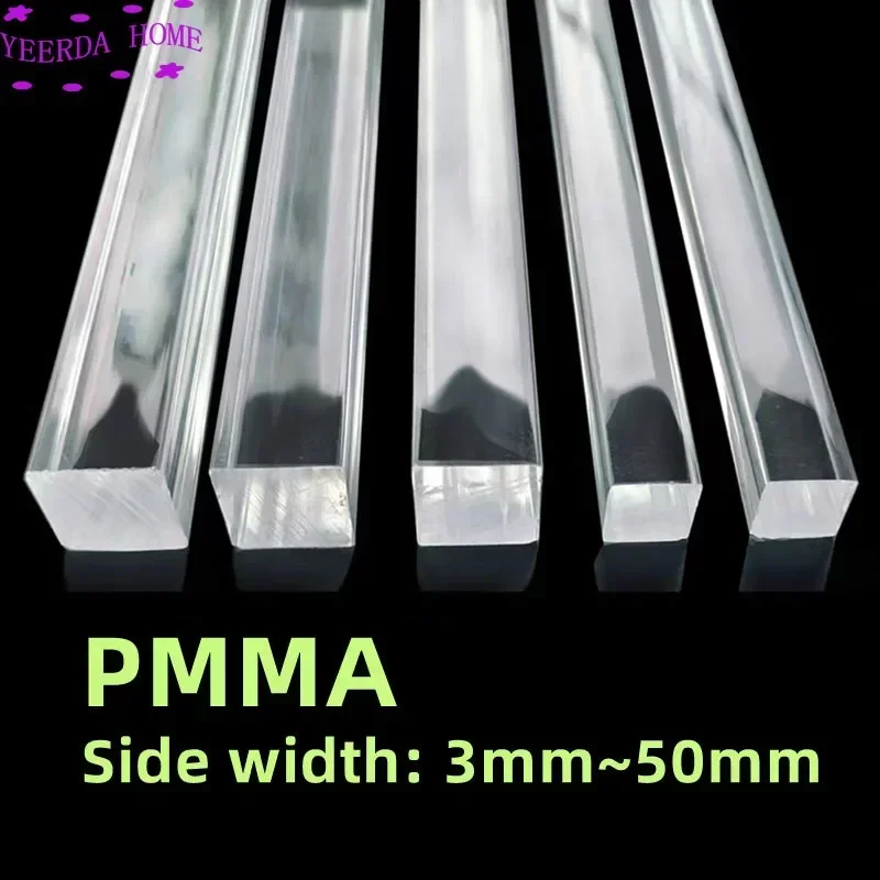 

10~50cm Length Transparent Square Acrylic Stick PMMA Plexiglass Bar DIY Tools Rod Holder Stand Custom cut