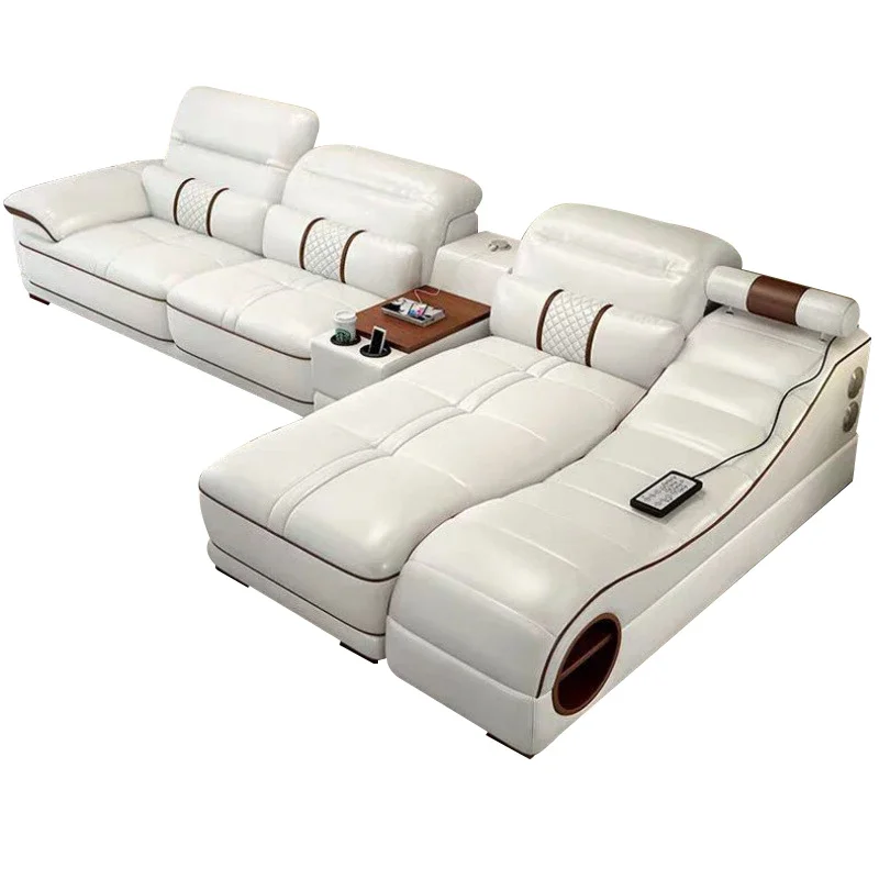 Modern luxury furniture living room leather smart sofa bed multifunctional massage charging smart sofa set
