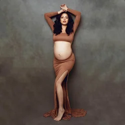 Maternity Dresses For Photo Shoot Sexy Cut Out Front Open Backless Maxi Dress Wedding Party Photography Pregnant Women Clothes