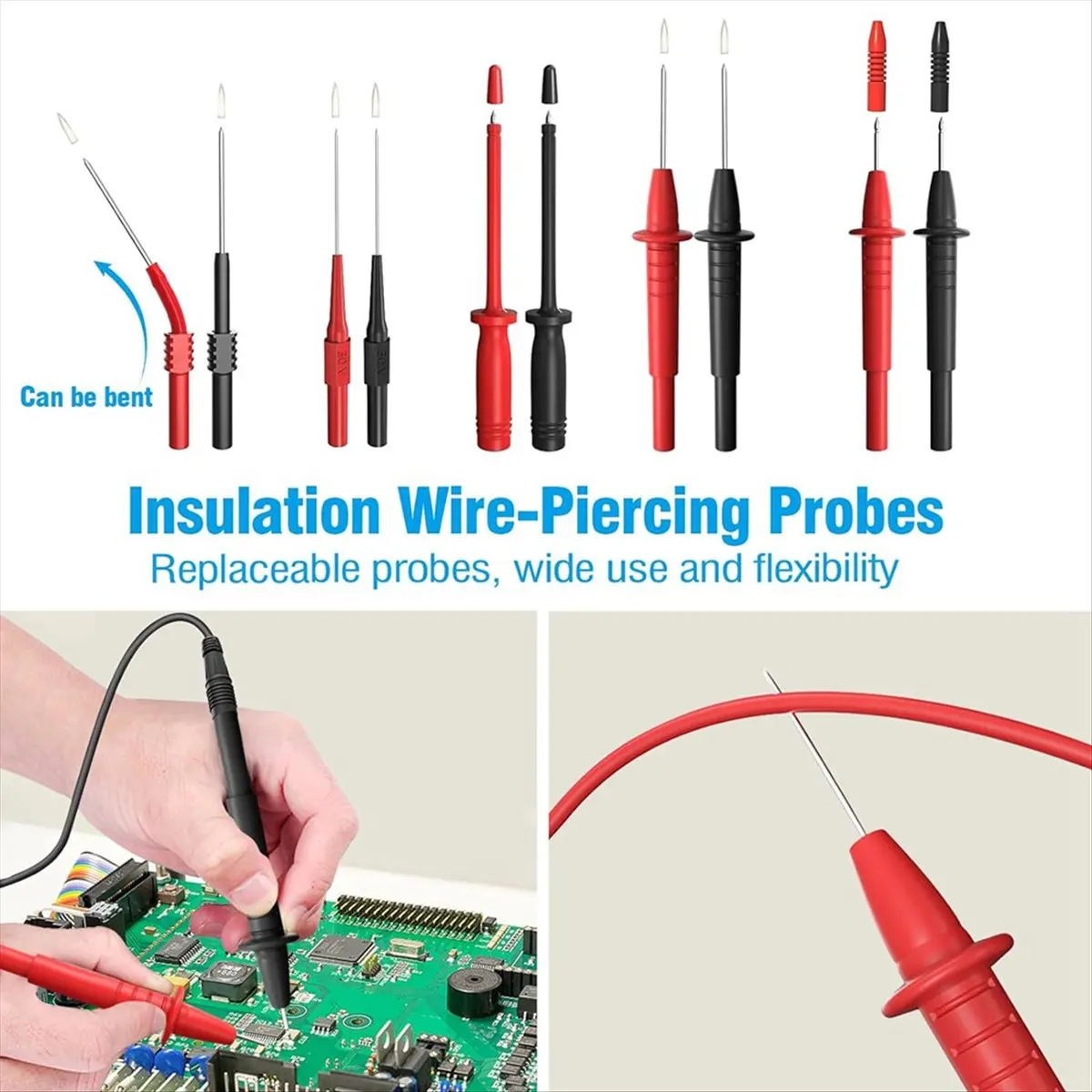25PCS Multimeter Test Leads Kit, Test Leads Set with Replaceable Alligator Clips,Wire Piercing Probes, Alligator Clips-A79U