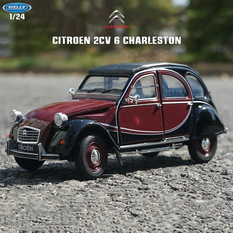 WELLY 1:24 Citroen 2CV 6 Charleston Vintage car Simulation Diecast Car Metal Alloy Model Car kids toys collection gifts B593