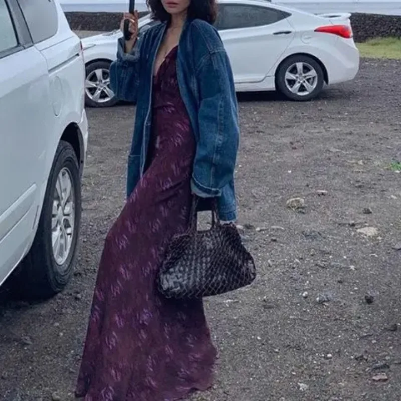 2025 Autumn Spring and Autumn New Loose Cowboy Jacket Long Sleeve Casual Jacket Top