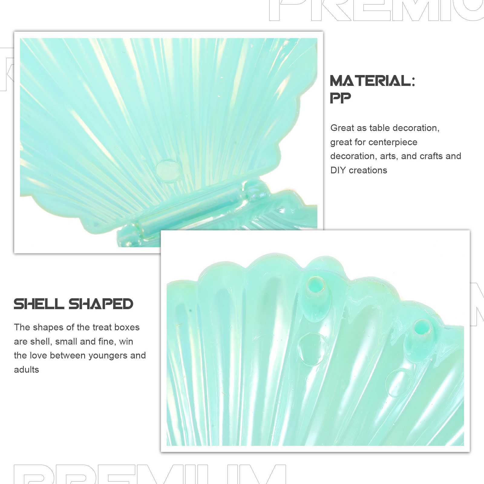 

Pearlescent Shell Candy Boxes Green PP Containers Party Favor Decorations Plastic Seashell Holders Storage Solutions Seashell
