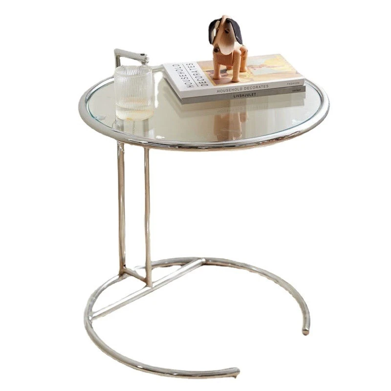 Lifting small coffee table Internet celebrity ins style, new medieval glass edge table, Nordic simple modern round table