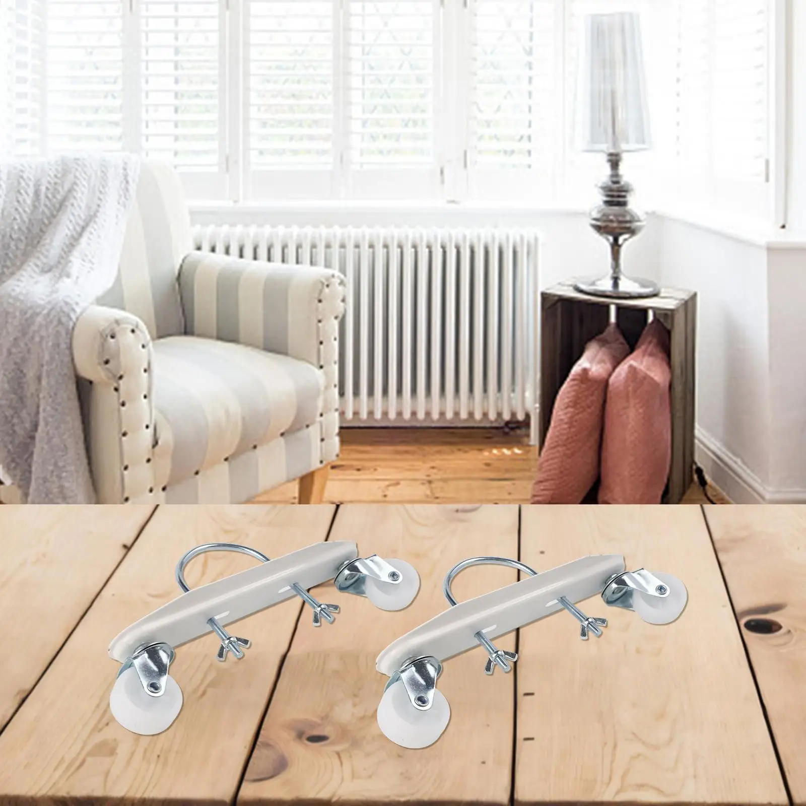 2x Electric Heater Mobile Pulley Bracket with Rotatable Casters for Convenient Mobility and Reliable Carbon Steel Construction