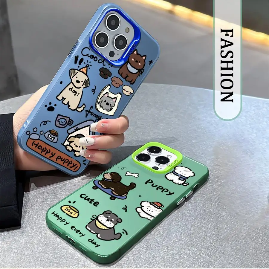 아이폰 14 15 16 플러스 11 12 13 프로 맥스 17 에어 16e용 소프트 쉘 폰 케이스 귀여운 만화 강아지 디자인