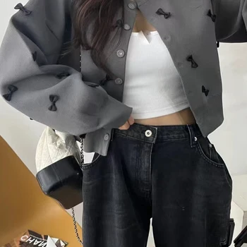 여성을위한 유행 한국 스타일 니트 스웨터 자켓 3d 보우 디자인 루즈 피트 달콤한 연령 감소 라운드 넥 탑 Best5 여성을위한 유행 한국 스타일 니트 스웨터 자켓 3d 보우 디자인 루즈 피트 달콤한 연령 감소 라운드 넥 탑 Best5