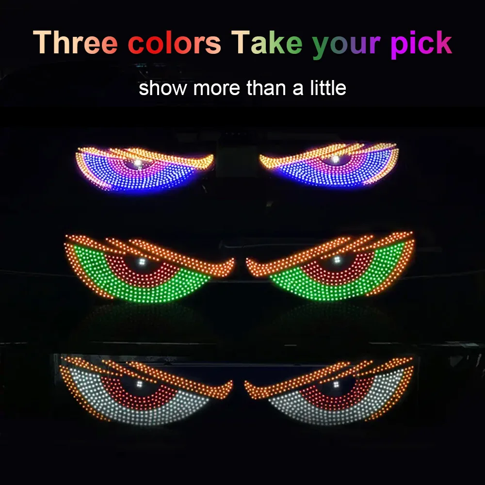 Truck Devil's Eye Light RGB Dynamic Demon Eye Decorative Light Led Display Decor Pixel Panel Windshield USB 5V Multi-Mode Lamp